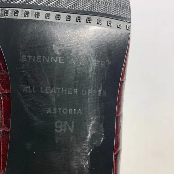 Etienne Aigner Astoria Red Gator Leather Pumps Size 9 Narrow - Picture 7 of 14